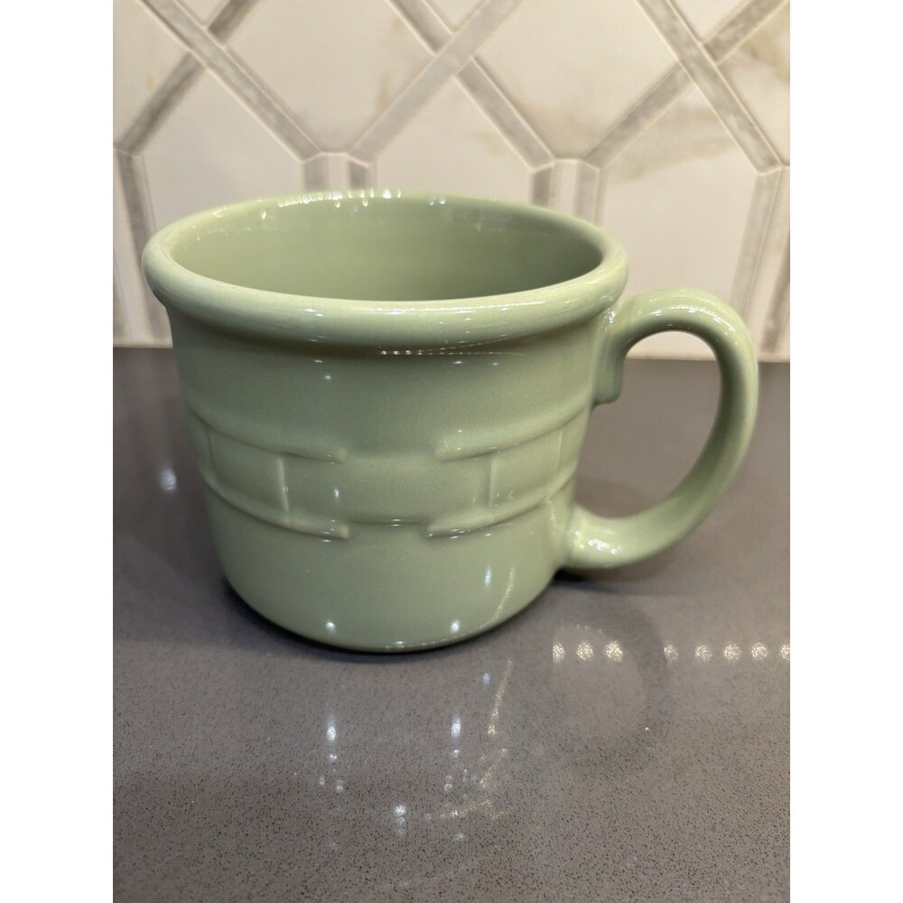 Longaberger Pottery Woven Traditions Sage 16 oz Soup Mug Made USA  Coffee Cup